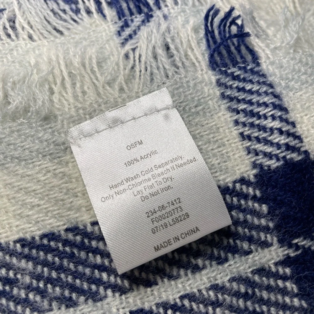 White and Blue Plaid Scarf/Shawl